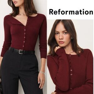 REFORMATION Meadow Ribbed Wool Cardigan size medium